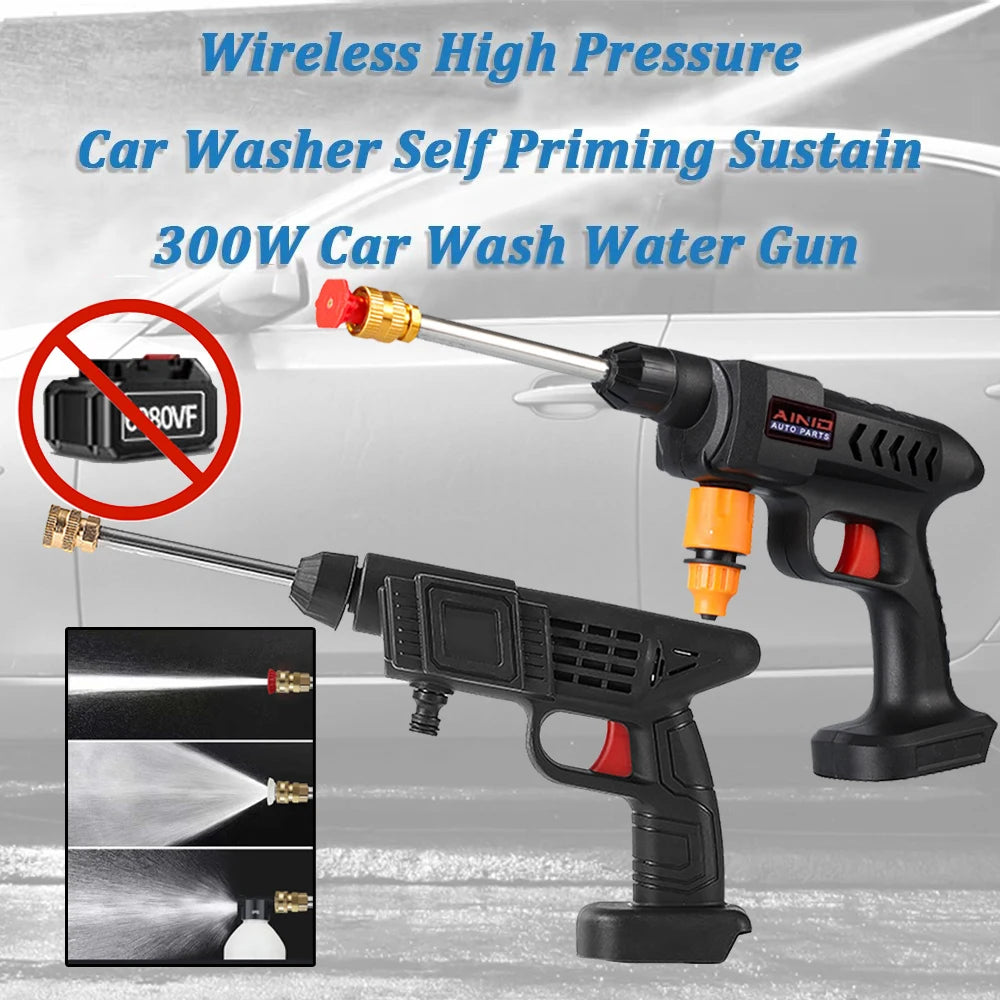 HydroRush cordless pressure washer spraying car